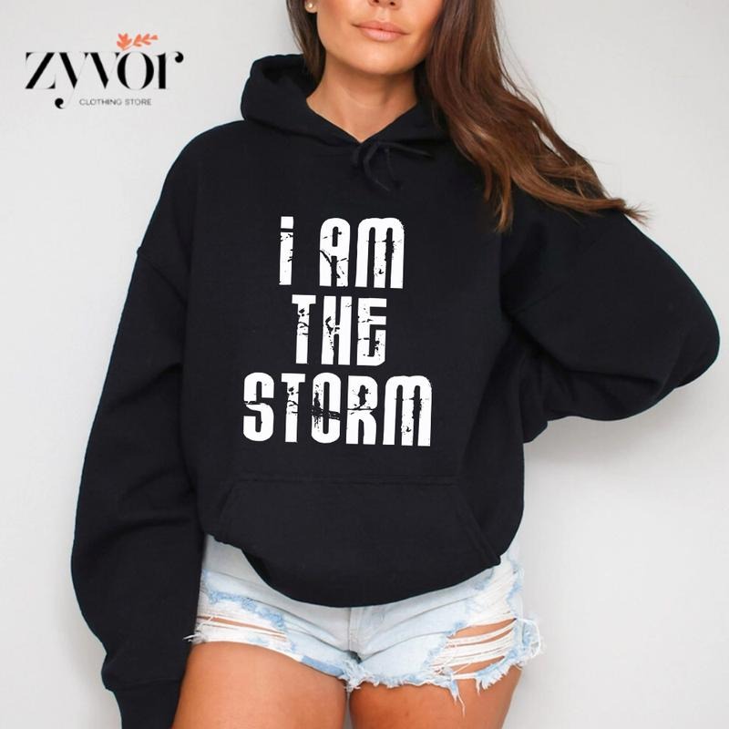 I Am Storm Casual Street Fleece Fabric Hooded T-Shirts