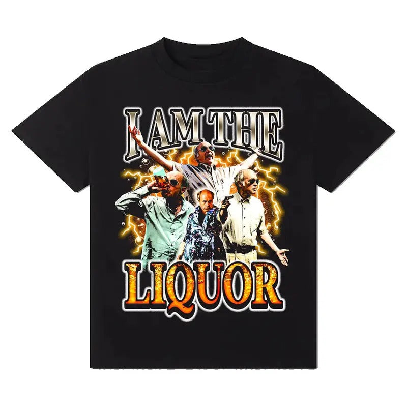 I Am Liquor ! Cotton Casual Crew Neck Slim Fitting Plain Floral Striped Black Menswear 3000 BC Clothes T-Shirts