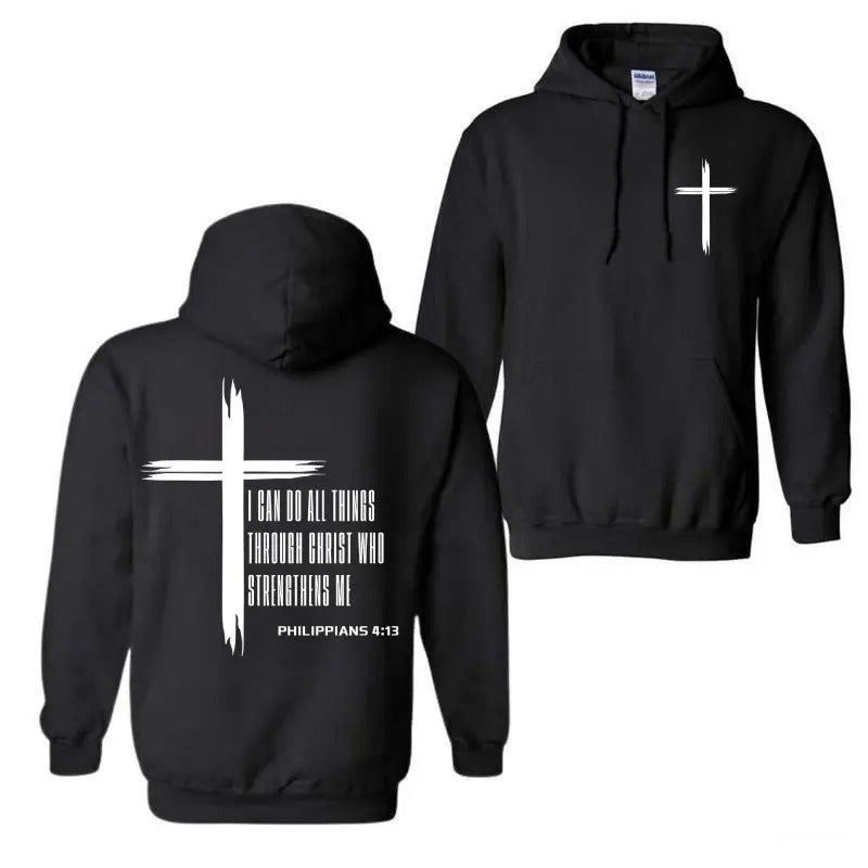I Can Do All Things Through Christ Who Strengthen Me Christ Cross Shirt Fall & Winter Winter T-Shirts