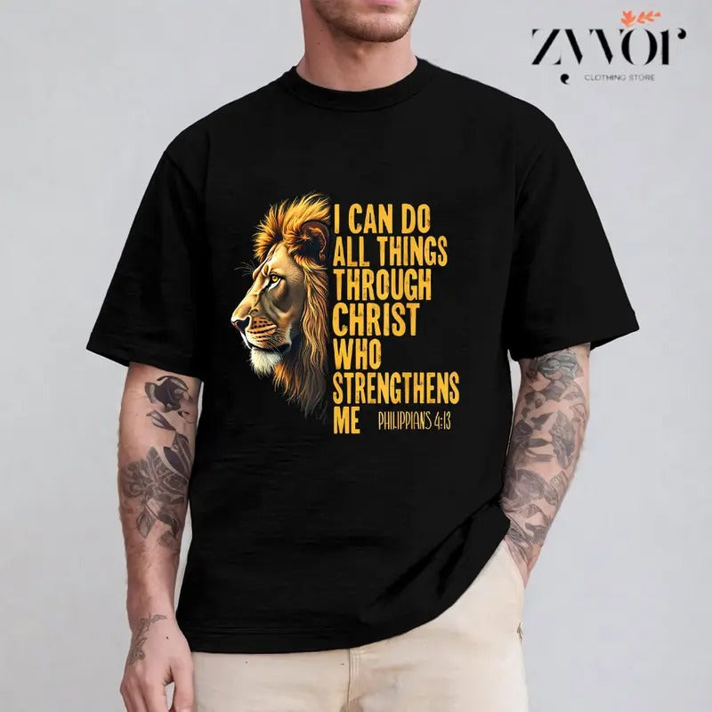 I Can Do All Things Through Christ Who Strengthens Me Casual Crew Neck Short Sleeve Tops Perfect T-Shirts