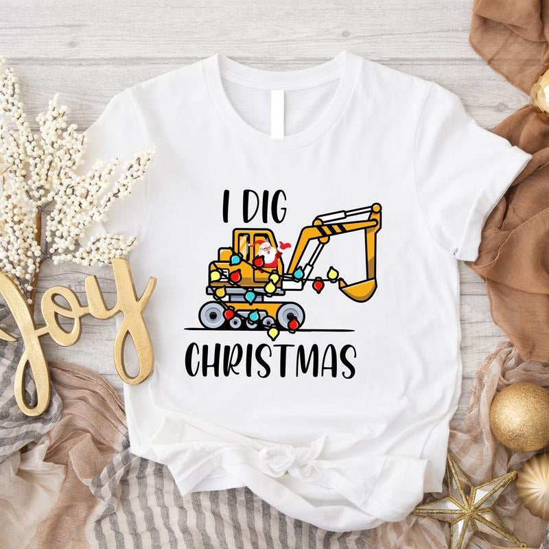 I Dig Shirt Matching Family 2023 Excavator X Mas Party Shirt Funny Santa Cute Digger Shirt T-Shirts