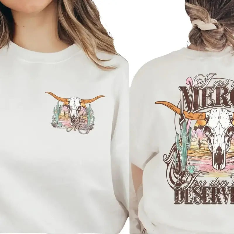 I Got No Mercy Dirty Cute Cowgirl Country Music Cowboy Rodeo Cowboy Trip Shirt Retro Country Music Tops Casual T-Shirts