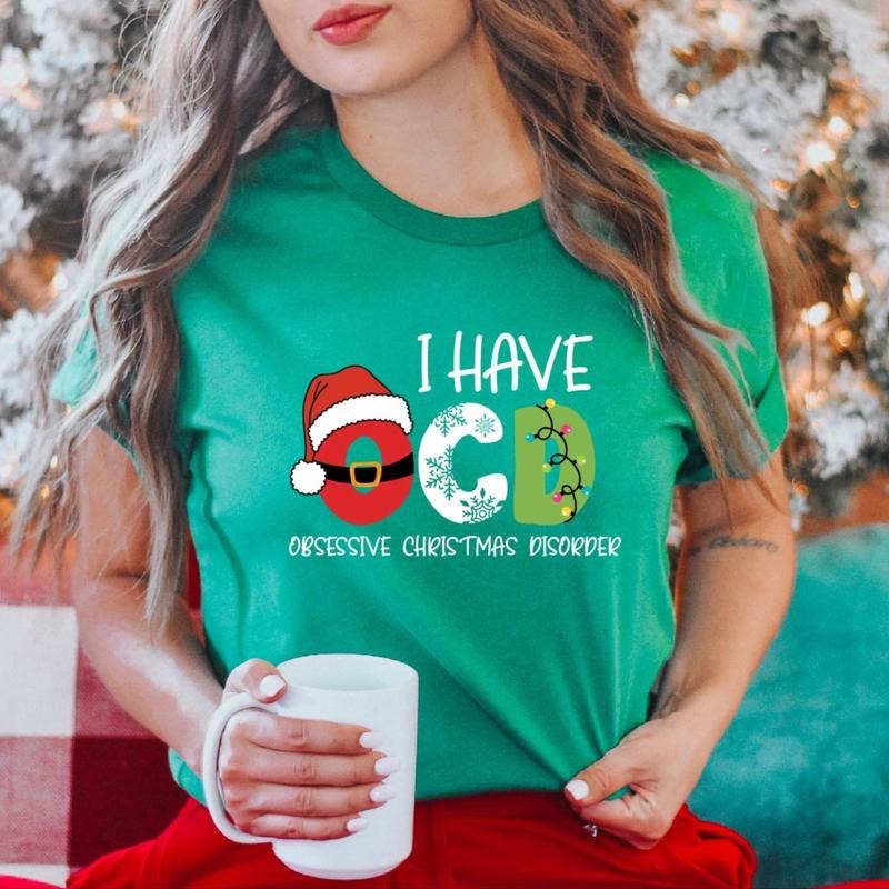 I Have OCD Shirt Obsessive Disorder OCD Family X Mas Party Lights Shirt T-Shirts