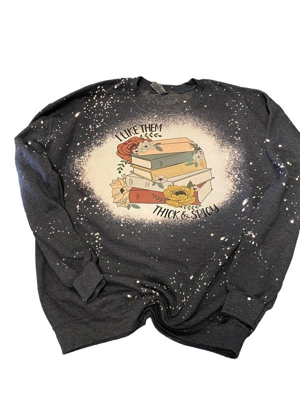 I Like Them Thick Spicy Book Bleached Fit T-Shirts