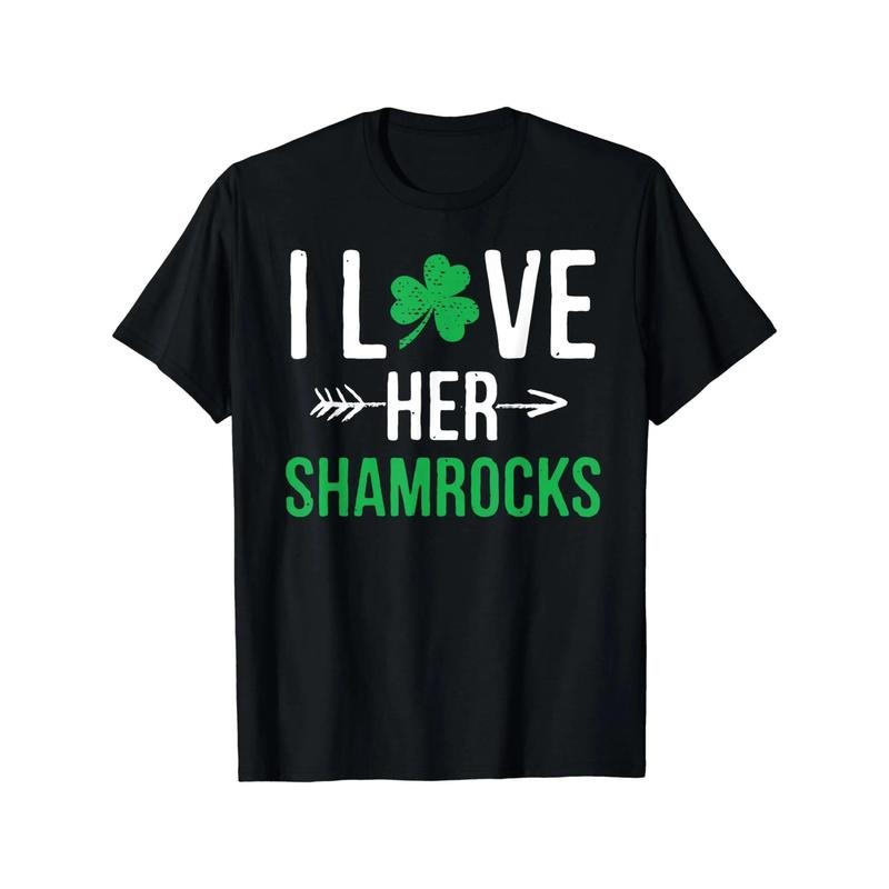 I Love Her Shamrocks St Patrick'S Day Couples Made USA T-Shirts