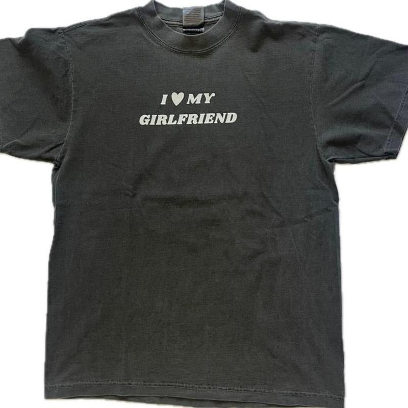 I Love My Girlfriend & 100% Cotton Classic Fit Eco Friendly OEKO TEX Certified Low Impact Dyes Menswear Top Ribbed T-Shirts