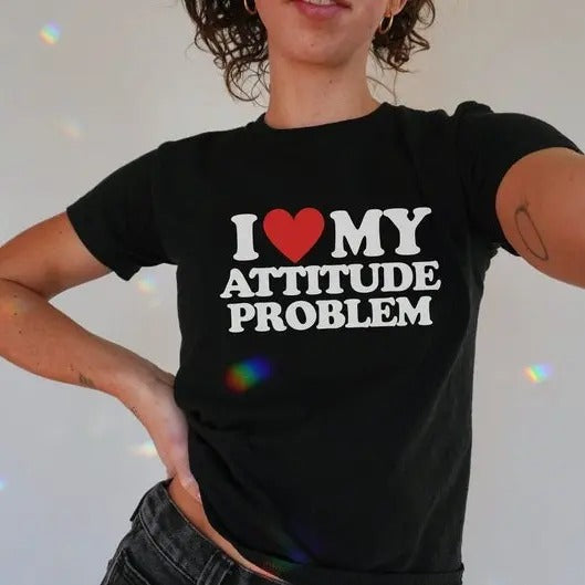 I Love My Attitude Problem Him Her Menswear Cotton Classic Casual Basic Short Sleeve T-Shirts