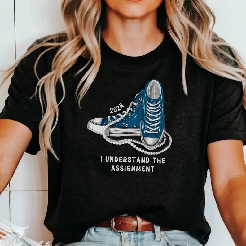 I Understand Assignment Vote Blue Election Shirt Kamala Harris Save Democracy Nasty Woman 2024 Comfortable Fitted Fabric Top T-Shirts