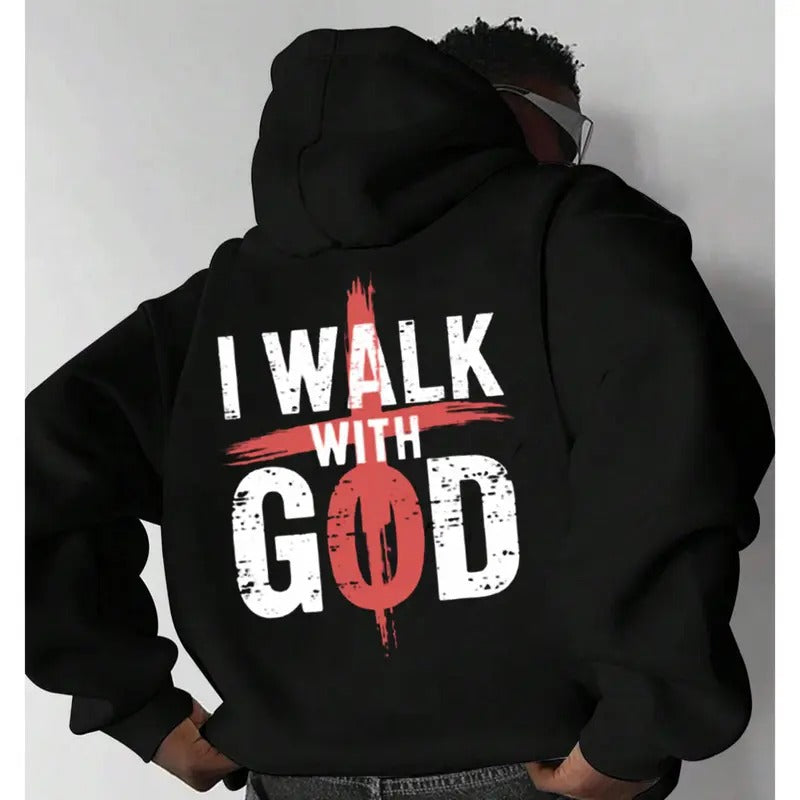 I Walk God 2 Side Casual Street Fleece Hooded Tops Perfect T-Shirts
