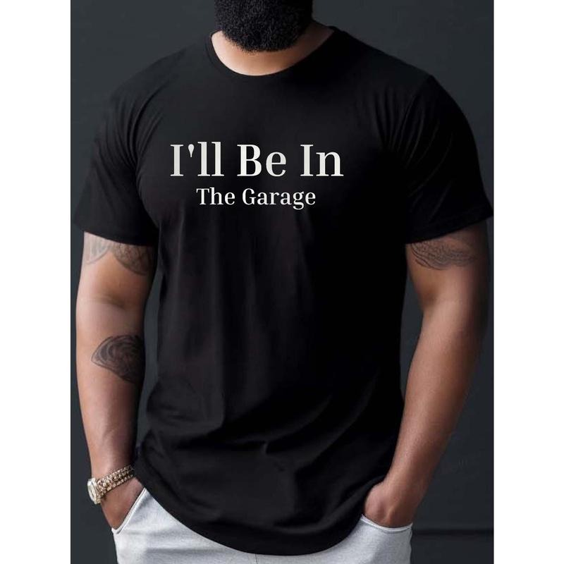I'Ll Be Garage Print Casual Short Sleeve Summer Made USA T-Shirts