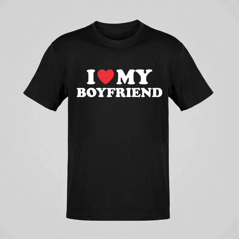 I Love Boyfriend I Love Girlfriend Valentine'S Cotton Menswear T-Shirts