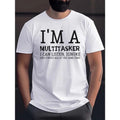 I'M Multitasker Print Casual Short Sleeve Summer Made USA T-Shirts
