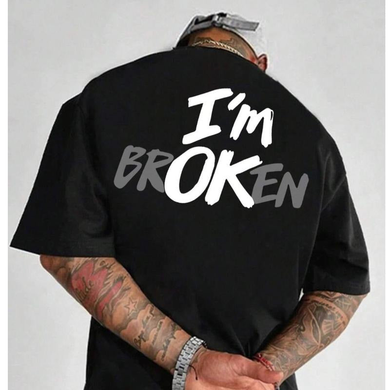 I'M Broken Pure Cotton Casual Street Crew Neck Short Sleeve Tops Perfect T-Shirts