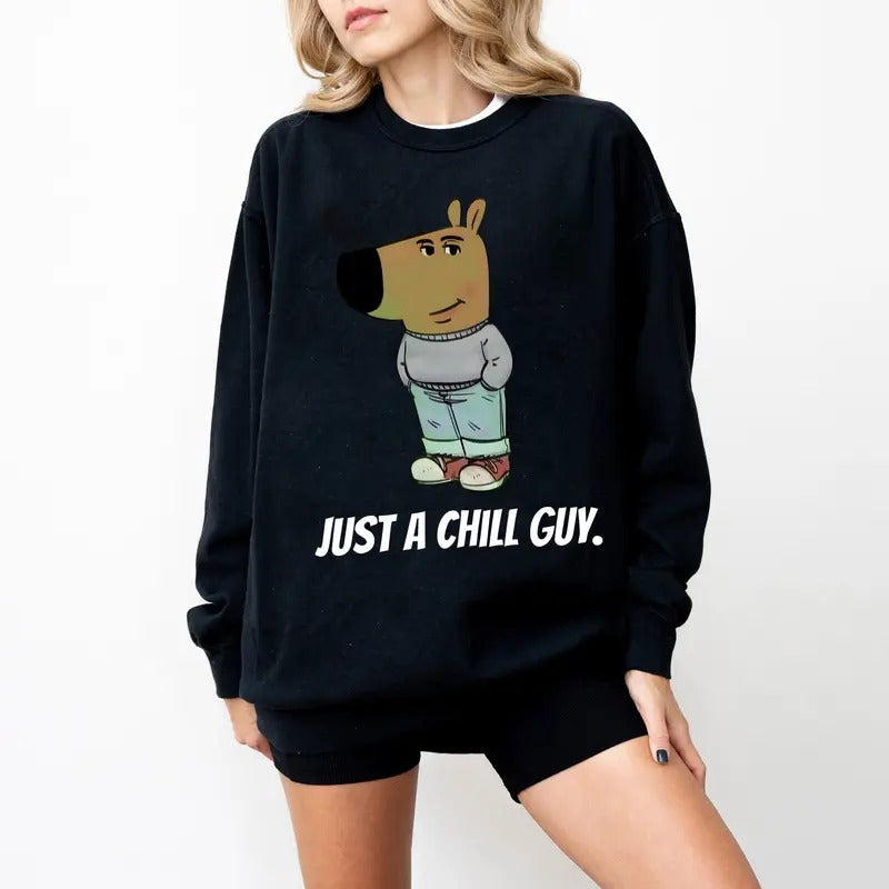 I'M Just Chill Guy Chill Dog Funny Viral Trending Meme Dog Shirt Xmas T-Shirts