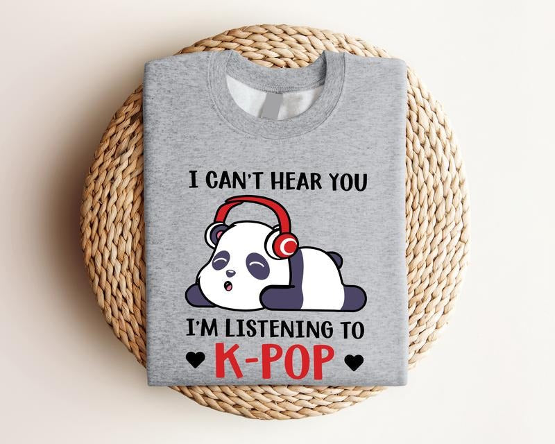 I'M Listening K Pop Shirt Kpop Lover Korean Music Lover Music Fan Short Sleeve Cute Panada K Pop Shirt T-Shirts