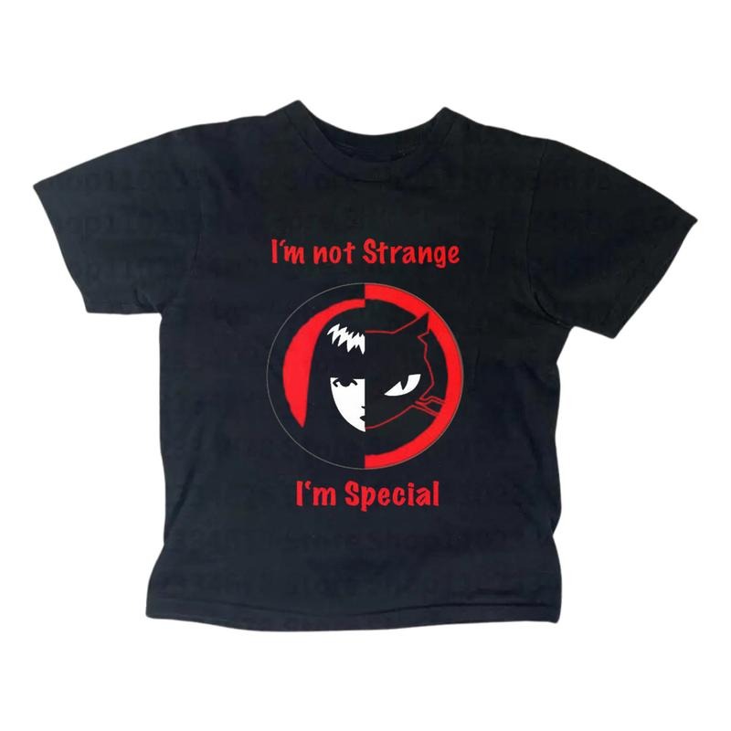I'M Not Strange Baby Gothic Emo Girl Baby Y2k Top Streetwear Grunge 2000s Fitted Girlfriend Womenswear Summer T-Shirts