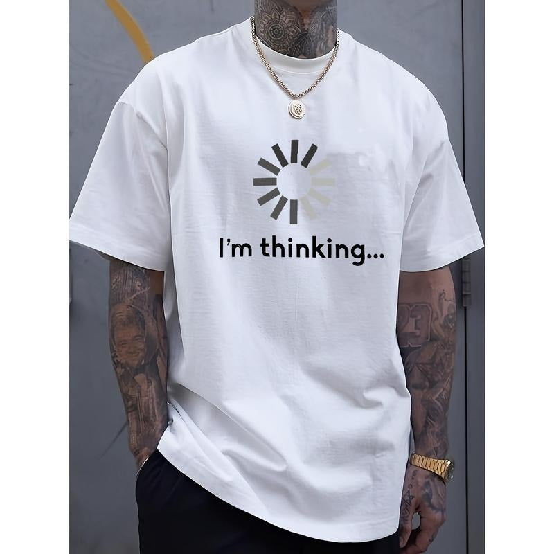 I'M Thinking Print Shirt Casual Short Sleeve Summer Made USA T-Shirts
