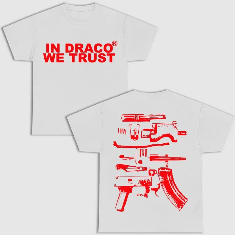 DRACO WE TRUST DOUBLE SIDE WHITE VERSION SHIRT Menswear Top T-Shirts