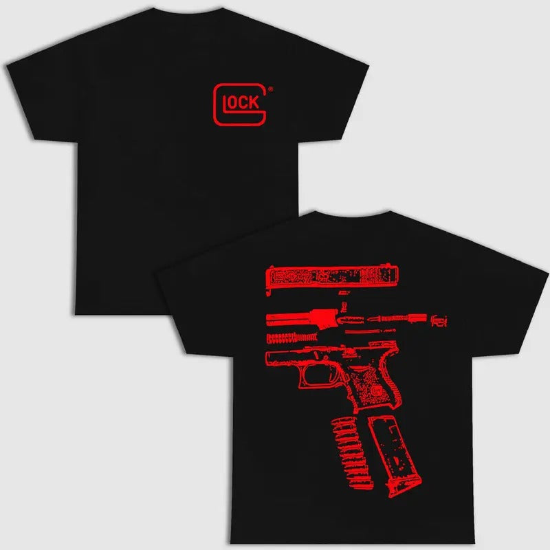 GLOCK WE TRUST DOUBLE SIDE SHIRT BLACK VERSION Menswear Top New Underwear Streetwear T-Shirts