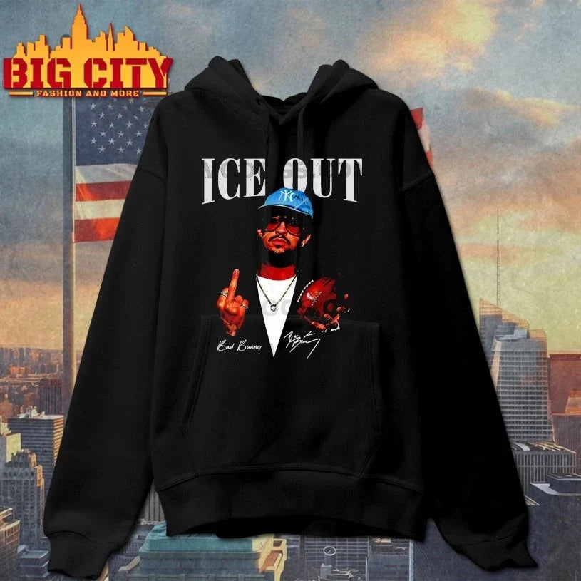 Ice Out Bad Bunny Middle Finger Football T-Shirt