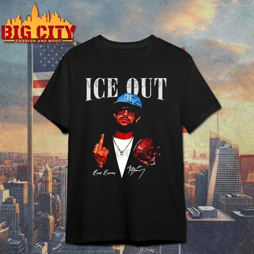 Ice Out Bad Bunny Middle Finger Football T-Shirt