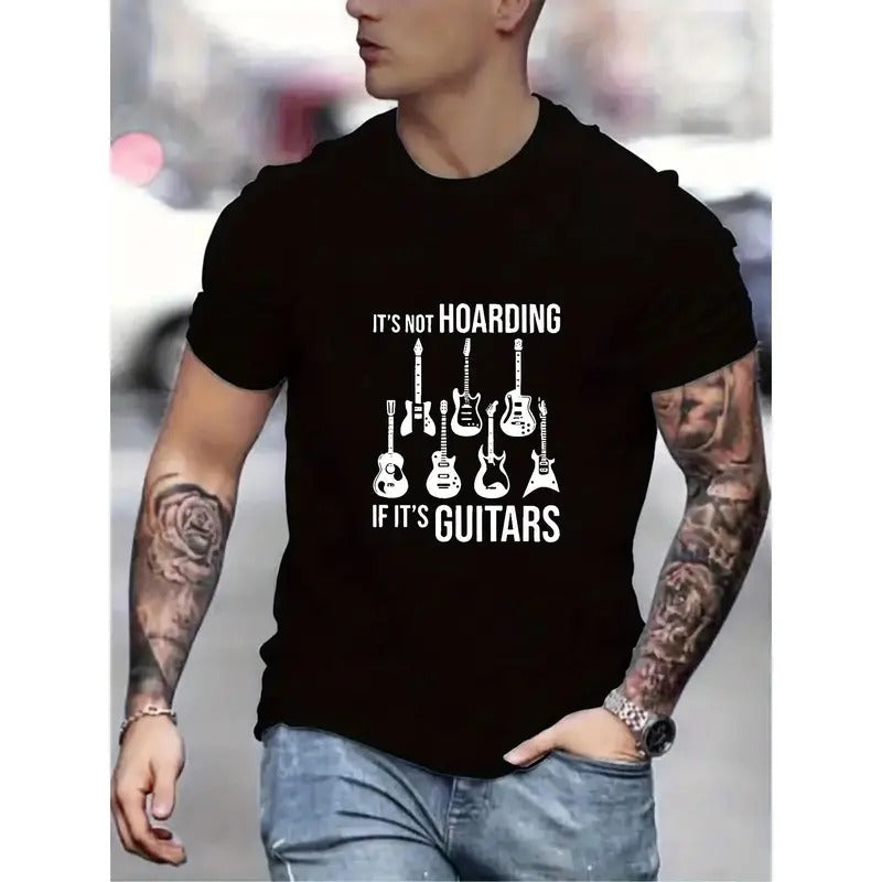 If 'S Guitars Print Casual Short Sleeve Summer Made USA T-Shirts