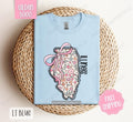 Illinois Gildan Cute Illinois State Shirt Illinois Floral Bow T-Shirts