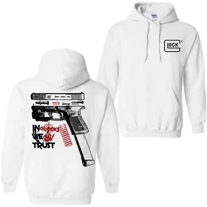 GLock We Trust Glock Glock Bone Hand Double Sided Menswear Casual Underwear & Classic Fit Long Sleeve Cotton Tops T-Shirts