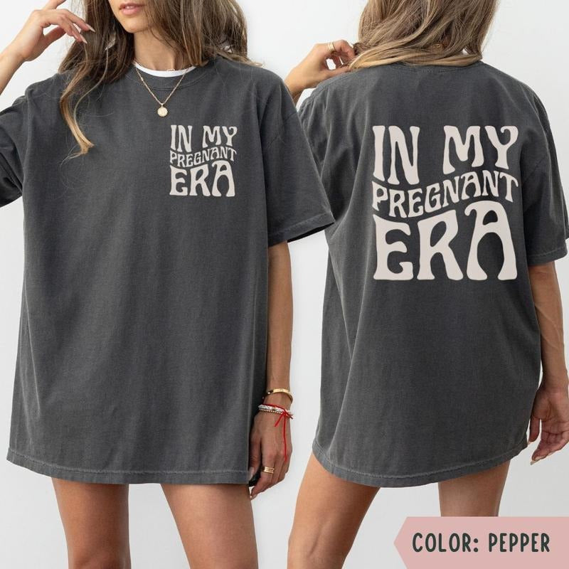My Pregnant Shirt Pregnancy Announcement Retro New Mom Shirt Expecting Mom T-Shirts