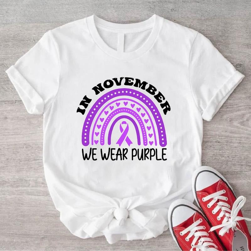 November We Purple Shirt Prematurity Awareness Preemie Warrior Mom Purple Ribbon Rainbow World Prematurity Day T-Shirts