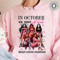 October We Pink Shirt October We Pink Halloween Shirt Girl Characters Movies Shirt Breast Cancer Month Halloween T-Shirts