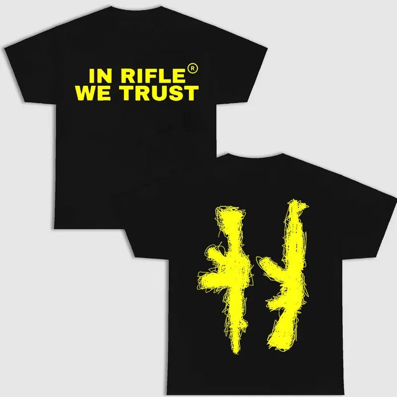 Rifle We Trust Black Version S 4XL Menswear T-Shirts