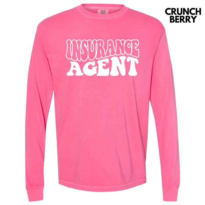 Insurance Agent Bubble Letter Long Sleeve Comfort Colors 'NLB' T-Shirts
