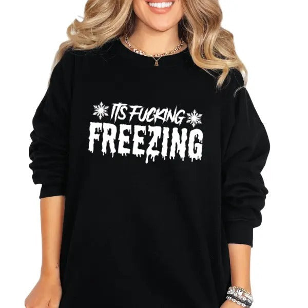 Is Fuc$Ing Freezing Edgy Goth Grunge Skull Shirt Dark Alternative Bold Statement T-Shirts