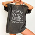 'S All Mess Funny Mom Shirt Cool Mom Printed Casual Mom Mom Cute Mom Cotton Fabric Shirt Vintage Mom Top Womenswear Comfort Fit T-Shirts