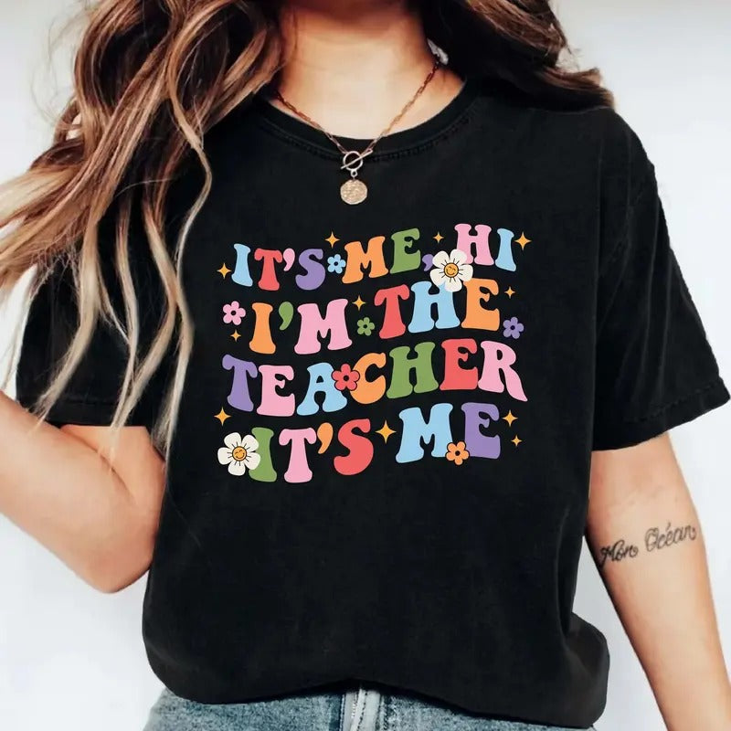 'S Me Hi I'M Teacher 'S Me Shirt Teacher Back School Retro Teacher Groovy Teacher Appreciation T-Shirts