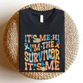 'S Me Hi I'M Survivor 'S Me Shirt Cancer Awareness Cancer Survivor Fighter Shirt Motivational Short Sleeve Cancer Ribbon Shirt. Casual Cotton T-Shirts