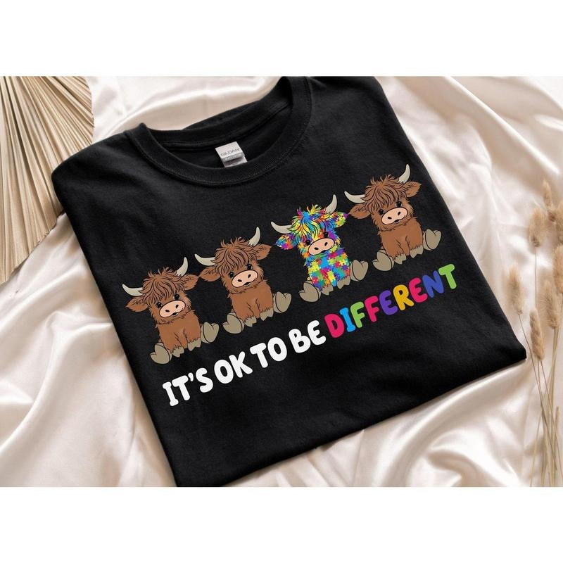 'S Ok Be Different Shirt Autism Awareness Shirt Different Cow Motivational Shirt Be Yourself Positivity Shirt T-Shirts