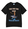 Italian Brainrot Tralalero Tralala Tung Tung Tung Sahur Funny Meme Loose 100% Cotton Mom Menswear Top Top Menswear T-Shirts