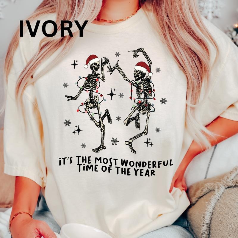 Most Time Year Skeleton Shirt Comfort Colors Womenswear Printed T-Shirts