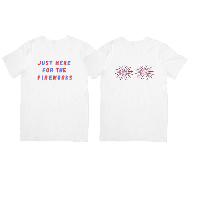JUST HERE FIREWORKS COUPLE Cotton T-Shirts
