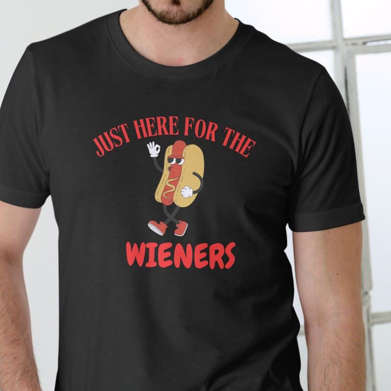 JUST HERE WIENERS HOT DOG Cotton T-Shirts