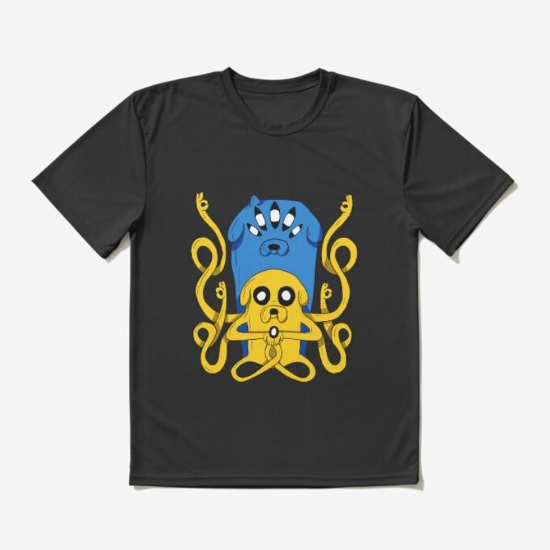 Jake Dog Meditating Adventure Time Cotton Medium Short Sleeve Casual Streetwear Printed T-Shirts
