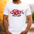 Jesus 24 7 365 Pure Cotton Casual Street Crew Neck Short Sleeve Tops Perfect T-Shirts