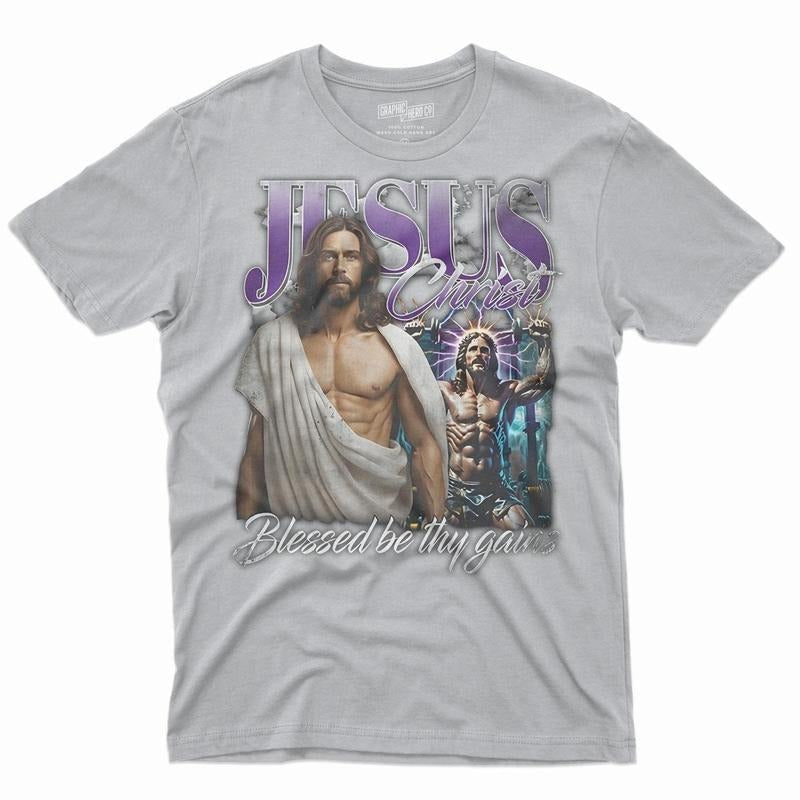 Jesus Blessed Be Thy Gains Portrait DRG T-Shirts