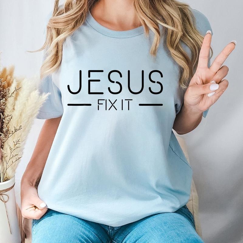 Jesus Fix Pure Cotton Casual Street Crew Neck Short Sleeve Tops T-Shirts