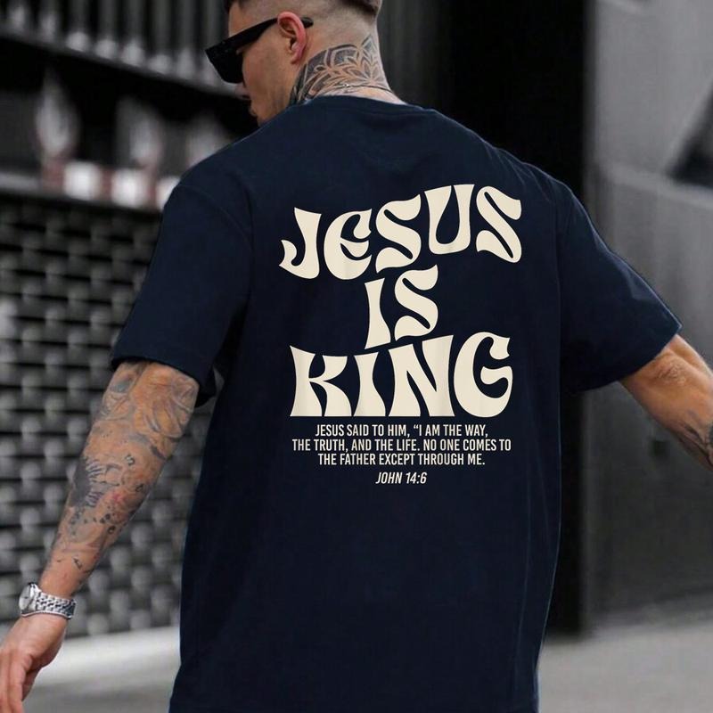 Jesus Is King Bible Verse John Christian God Religious Shirt Cotton Casual Street Crew Neck Short Sleeve Top Perfect T-Shirts