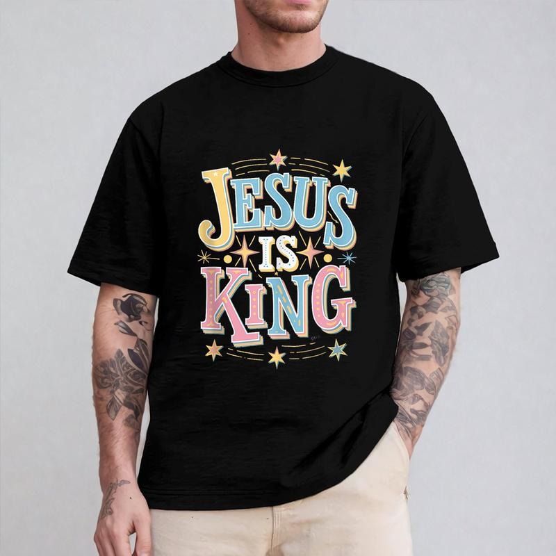 Jesus Is King Christian Casual Crew Neck Short Sleeve Tops Perfect T-Shirts