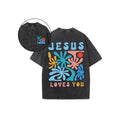 Jesus Love You Christian 2 Sided Comfy Printed Pure Cotton Fabric Casual Streetstyle Crew Neck Short Sleeve Soft Washed Tops Perfect T-Shirts