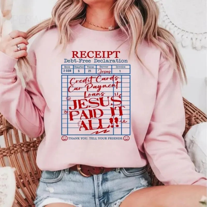 Jesus Paid All Casual Street Fleece Fabric Tops Perfect T-Shirts